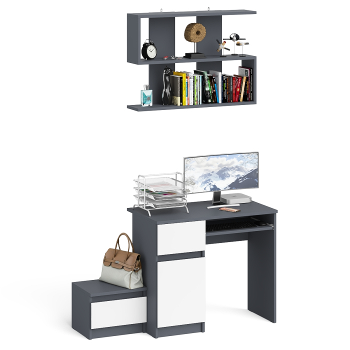 Прямые компьютерные столы, Стол компьютерный Мори МС-1 левый с тумбой и полкой 900