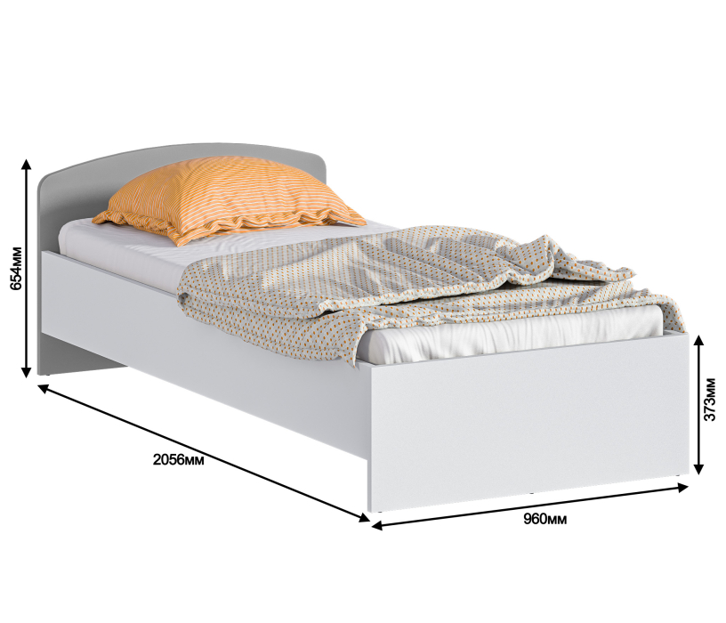 Кровати одноярусные, Mika СБ-3286 Кровать Белый,Серый с основанием