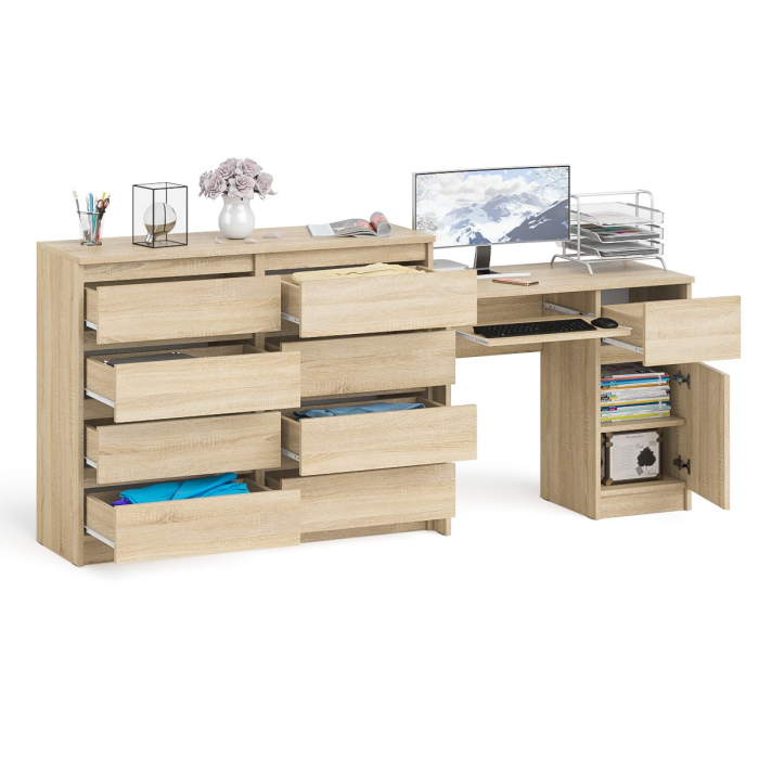 Компьютерные столы, Комод 8-мь ящиков Мори МК1200 и правый компьютерный стол Мори МС-1
