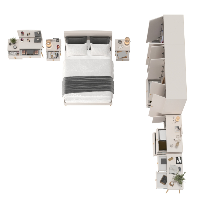 Спальные гарнитуры, Полный набор мебели в спальню с двуспальной кроватью Афина 1400