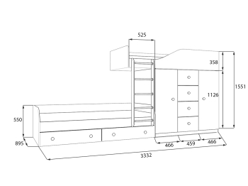 Кровать двухъярусная Астра 6 Дуб Сонома