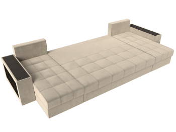 П-образный диван Дубай полки слева, микровельвет