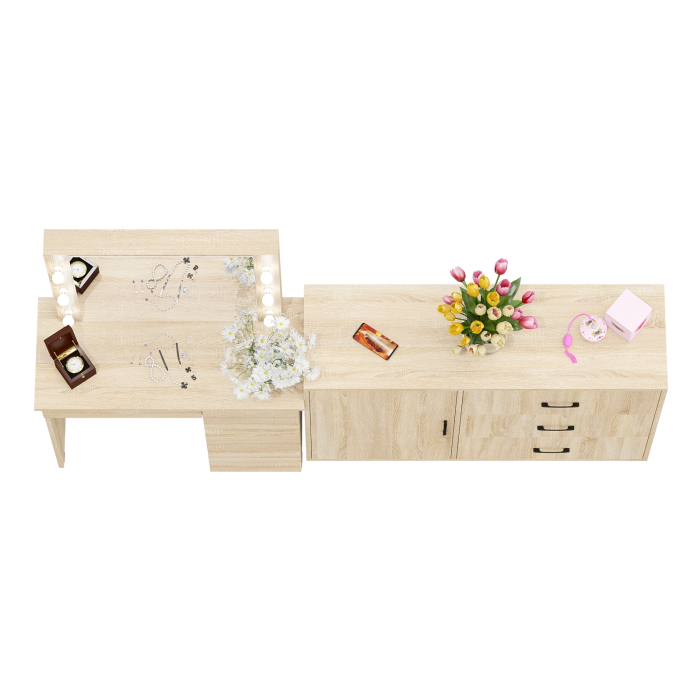 Туалетные столики, Комод-тумба 122-1204 и столик косметический с лампочками Сура