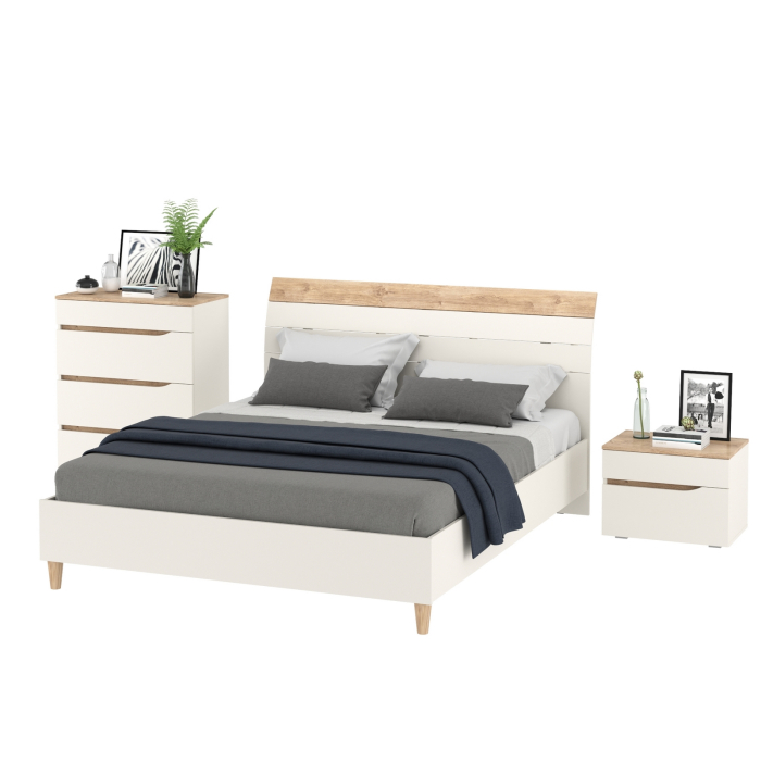 Спальные гарнитуры, Мебель для спальни Муссон: кровать 1600, основание, тумбочка и комод 4-ре ящика