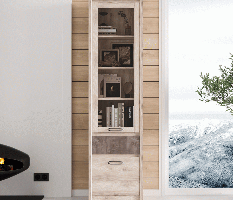 Шкафы пеналы, Шкаф с витриной 1V1D1S, JAZZ