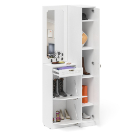 Пенал для прихожей П-6-500 и высокая обувница с зеркалом фрезеровка ромб