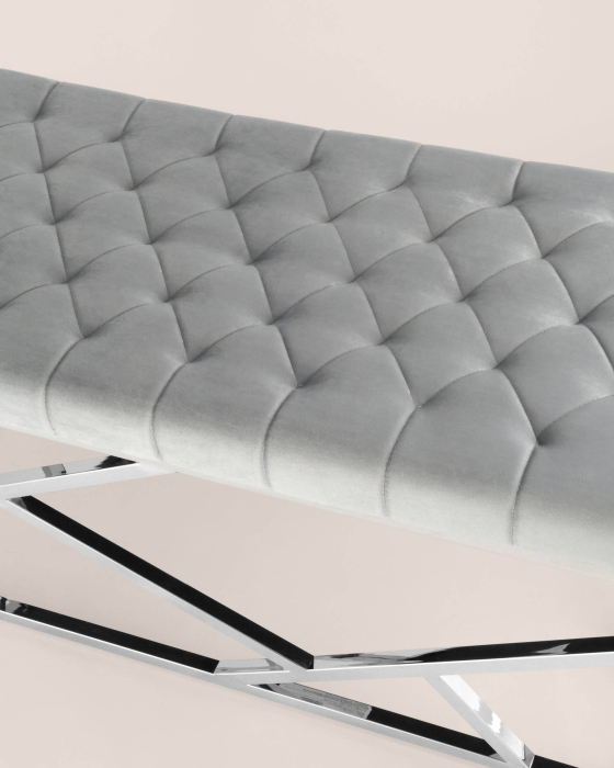 Банкетка в прихожую, Банкетка-скамейка АРТ ДЕКО (Сталь серебро)