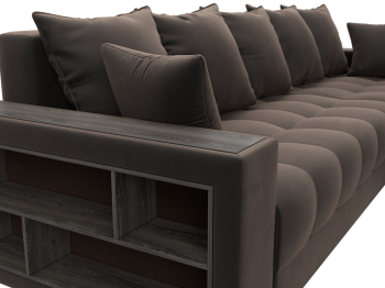 Диван угловой с декором и полкой Лига-050 НПБ, велюр SEVEN