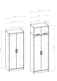 Шкаф распашной Лена, сонома, белый