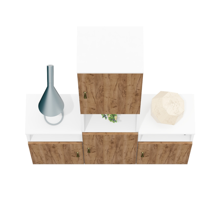 Домашние кабинеты, Пенал для домашнего офиса и две тумбы с дверками Лидер-8.