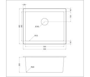Гранитная мойка EMQ-1555.P