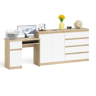 Компьютерные столы, Тумба-комод Мори МК-1600.1 со столом компьютерным Мори МС-1 левым