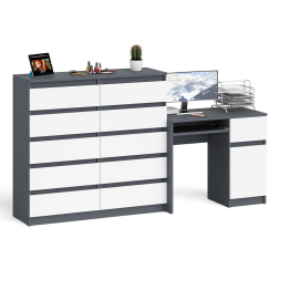 Комод большой МК1200 10-ть ящиков Мори и стол компьютерный МС-1 правый