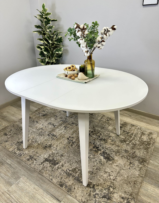 Обеденные столы, Стол Kenner 1000 M раздвижной, стекло белое сатин