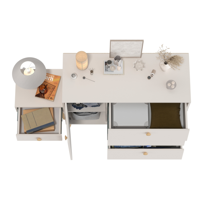 Комоды, Комод с дверкой и тремя ящиками и тумба прикроватная Афина