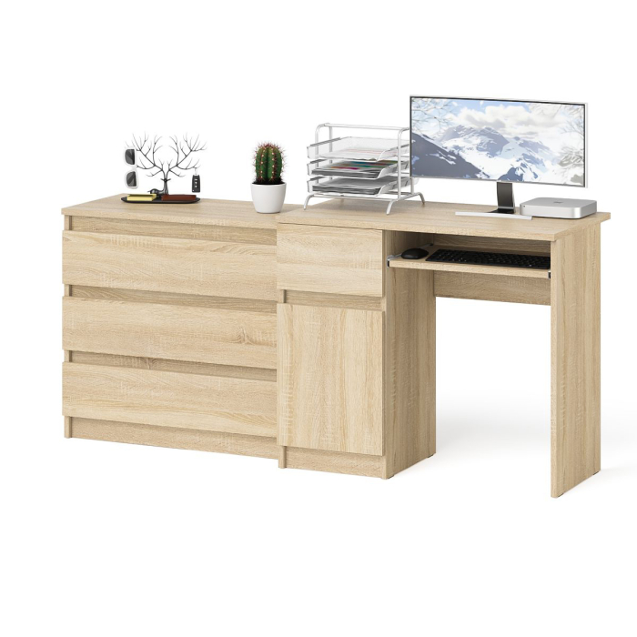 Домашние кабинеты, Стол компьютерный МС-1 левый с комодом на три ящика Мори