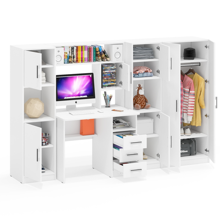 Домашние кабинеты, Уголок для школьника из стола с пеналами и платяного шкафа СК-9