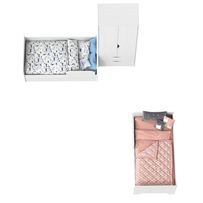 Для девочек, Кровати 004 в детскую для двоих детей Уна и шкаф для одежды