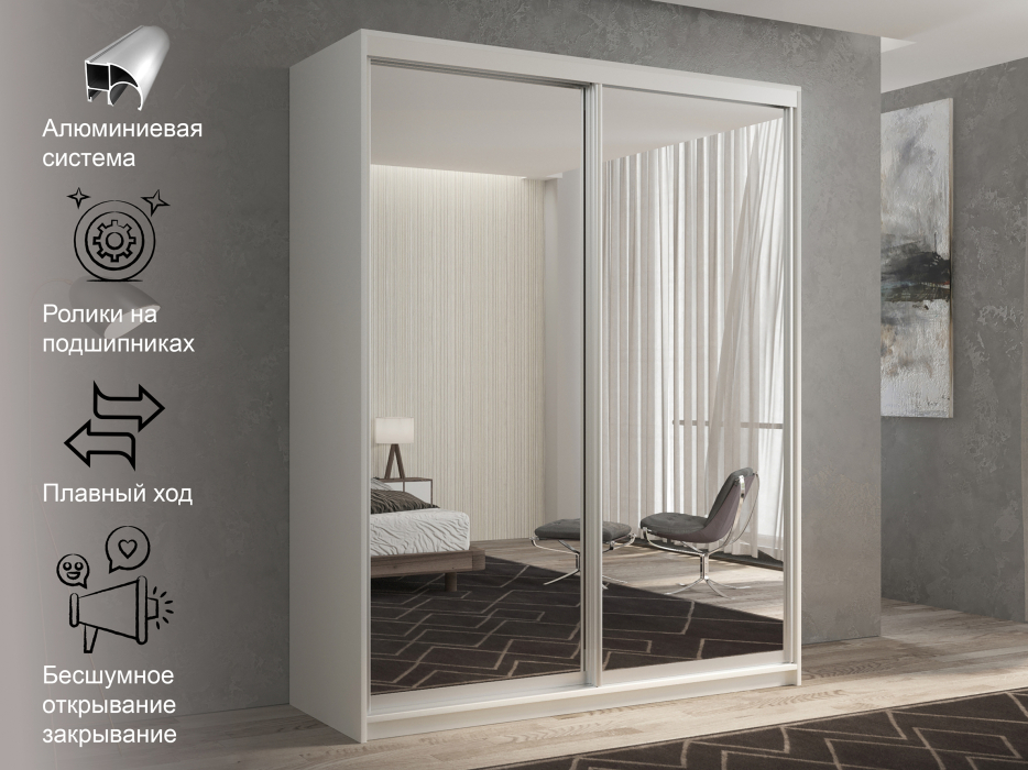 Шкафы-купе 2-х дверные, Шкаф-купе 2х дверный Кааппи 1 160х45