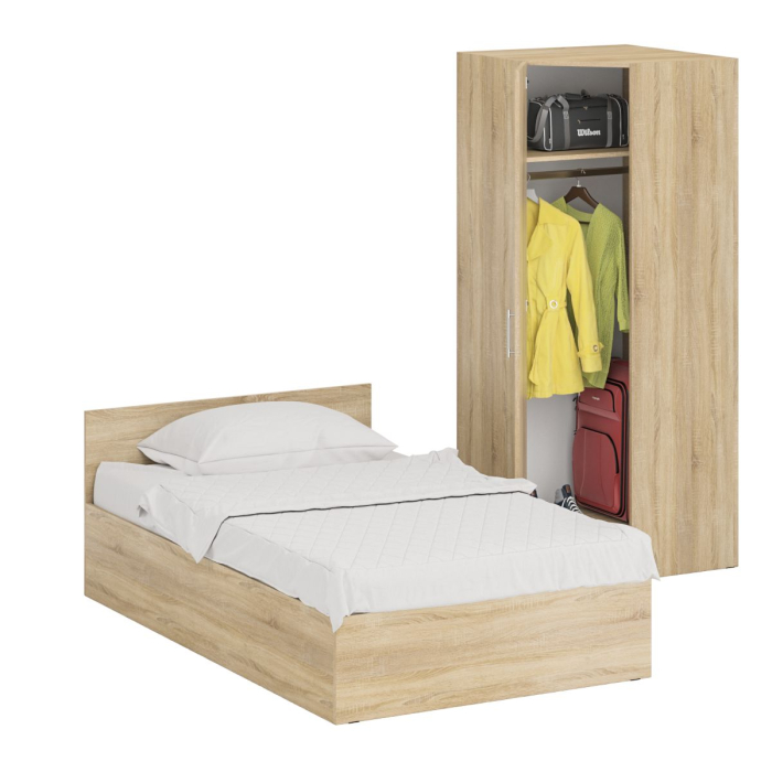 Спальные гарнитуры, Кровать односпальная 1200 с угловым шкафом Стандарт