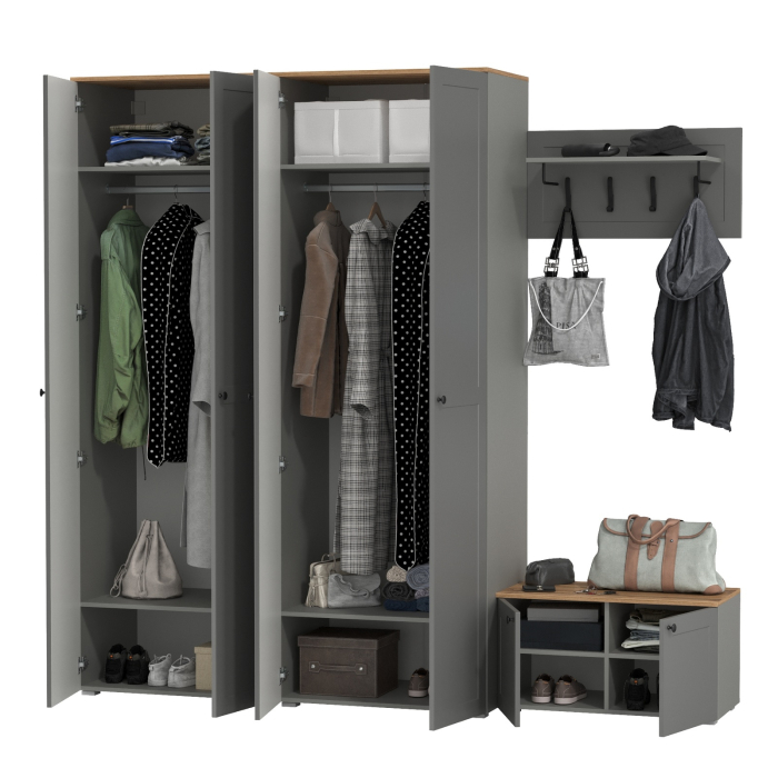 Прихожие, Два шкафа в прихожую и тумба с настенной вешалкой для одежды Остин