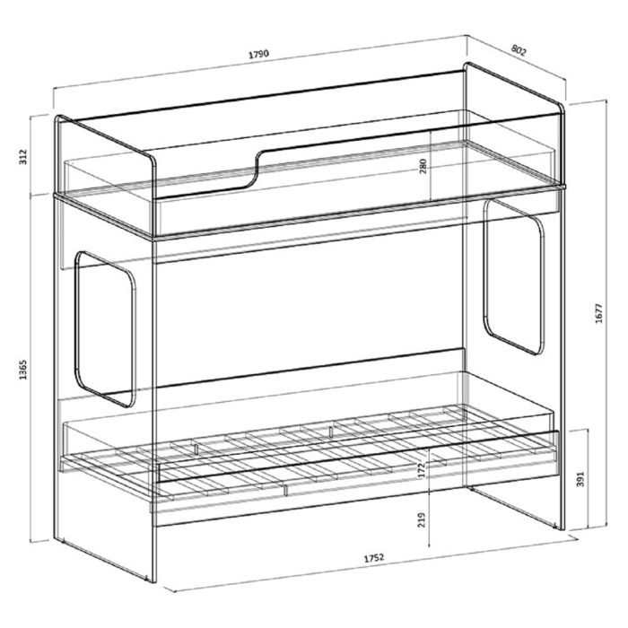 Для подростков, Двухъярусная кровать Легенда D601.1,75х175