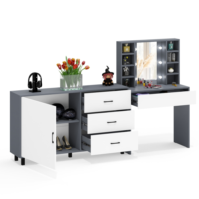 Туалетные столики, Столик туалетный с полочками и с подсветкой и комод 122-1504