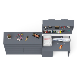 Комод 10-ть ящиков Мори МК1200.10 с компьютерным столом МС-1 левый и полкой