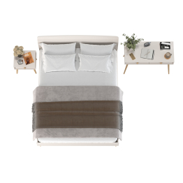 Кровать двуспальная Афина 1600 с прикроватной тумбой и столиком