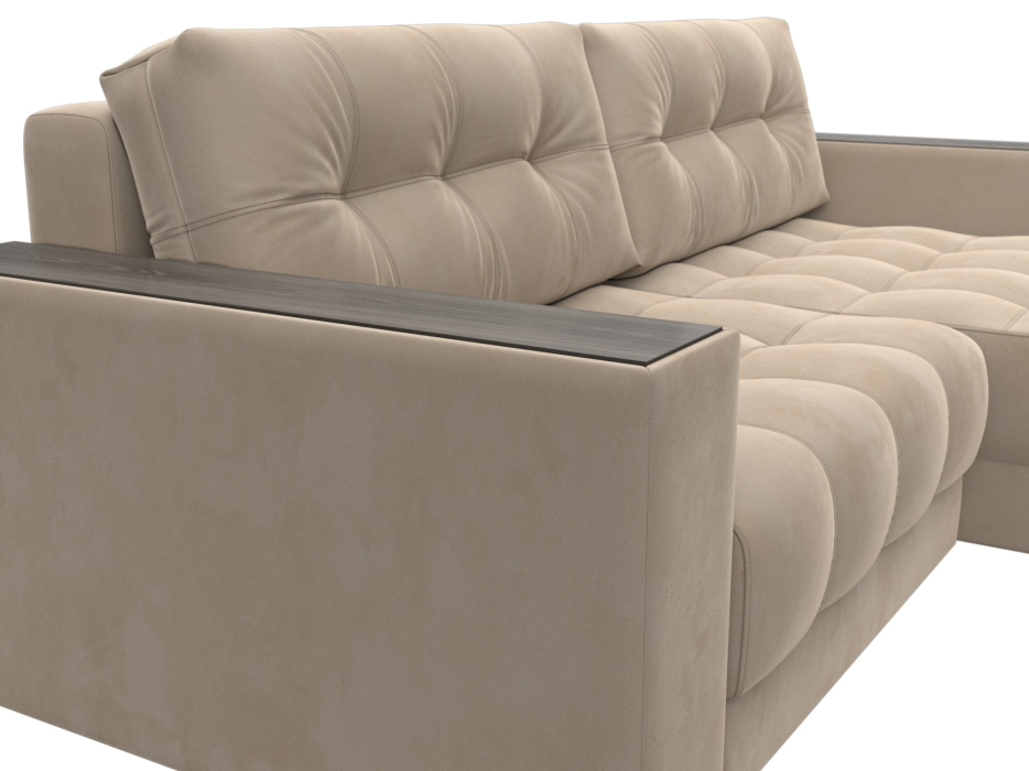 Дизайнерские диваны для гостиной, Диван угловой с декором Лига-049 НПБ, велюр SEVEN