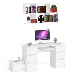 Двухтумбовый стол компьютерный Мори МС-2 с тумбочкой с ящиком и полкой на 1200