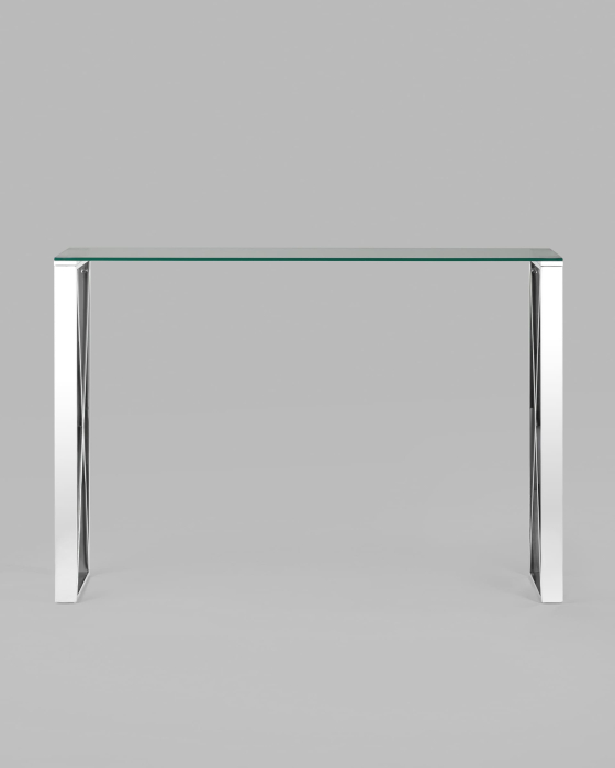 Открытые, Консоль КРОСС 115х30 (Прозрачное стекло/Сталь серебро)