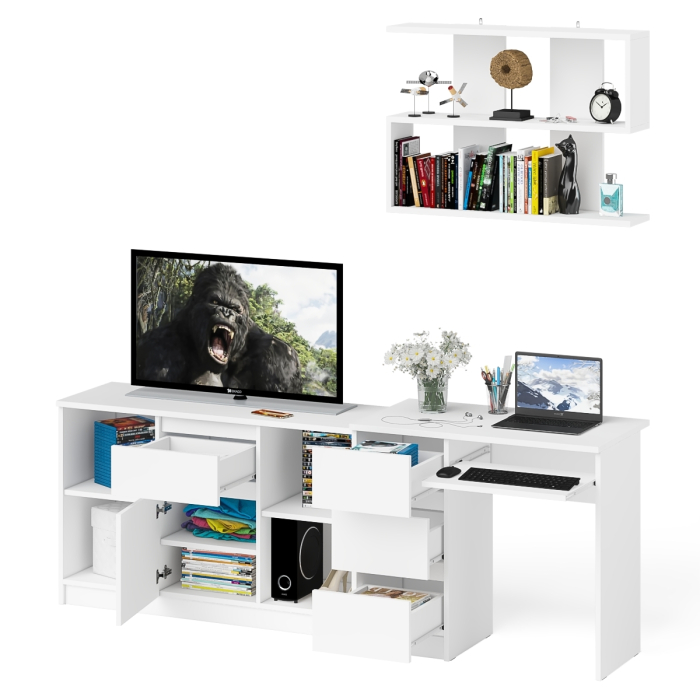 Прямые компьютерные столы, Тумба Мори МТВ1204.1 с компьютерным столом МС-6 левый и полкой 900