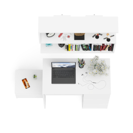 Компьютерный стол Мори МС-6 ящики справа с навесной полкой 900 и тумбой с ящиком