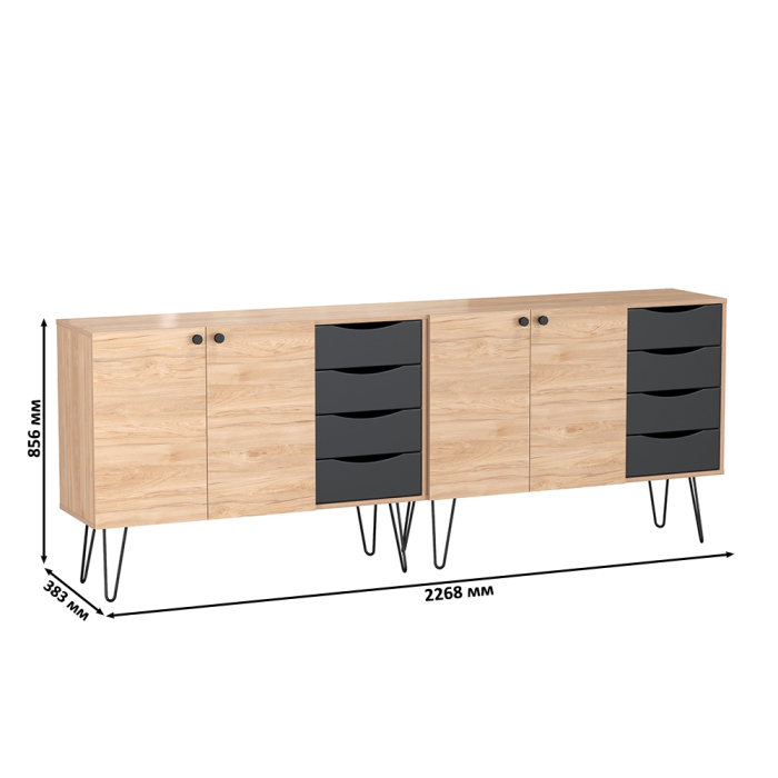 Комоды, Два комода-тумбы с четырьмя ящиками и дверкой каждый Брюс