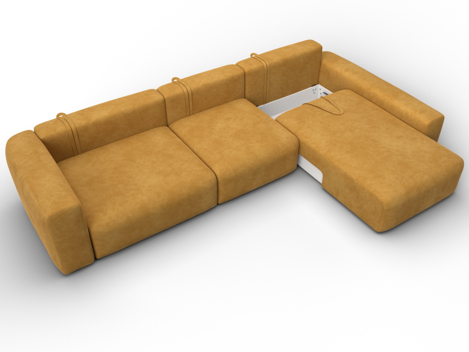 Диваны угловые в гостиную, Диван угловой Лига-066 НПБ Лонг угол правый, велюр BRUT