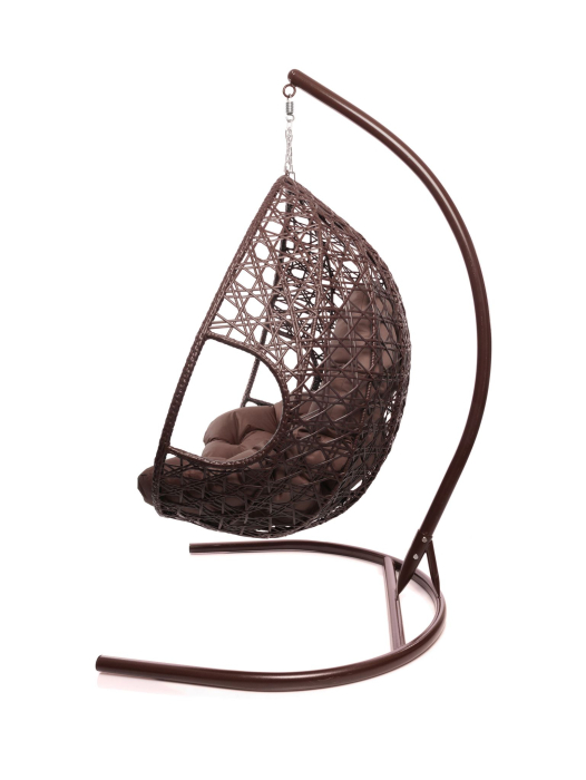 Кресла, Подвесное кресло ДЛЯ ДВОИХ ЛЮКС с ротангом коричневое