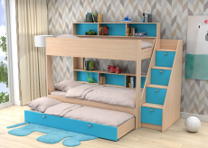 Трехместные, Трехъярусная кровать Golden Kids 10.1 дуб молочный