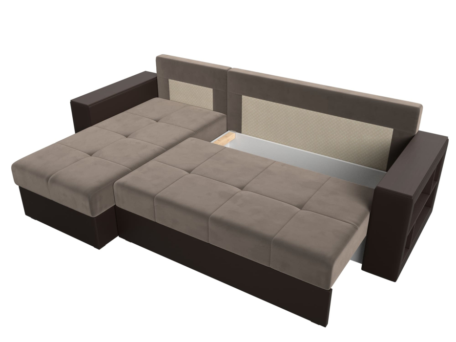 Диваны угловые в гостиную, Диван угловой Дубай Лайт, велюр/экокожа, левый угол