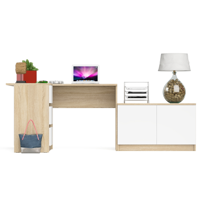 Угловые, Компьютерный угловой стол левое исполнение с широкой тумбой Мори МА-900