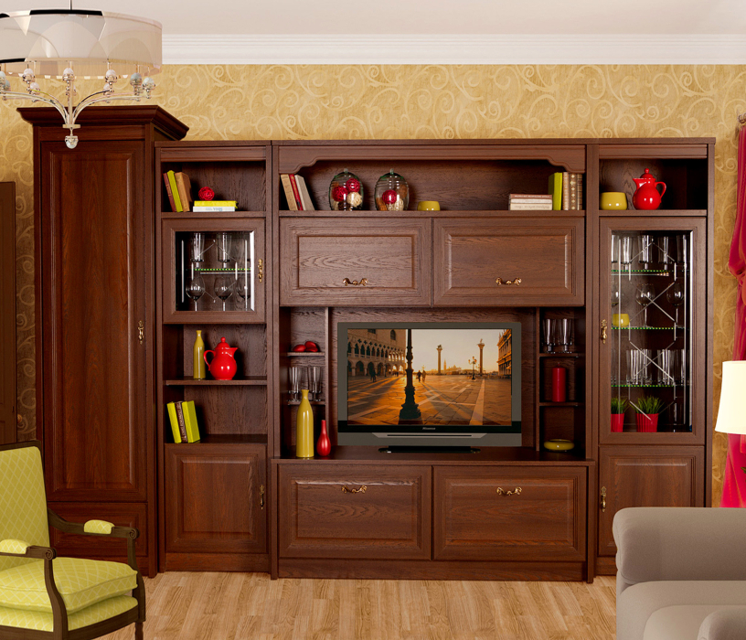 Витрины, Шкаф многоцелевой Флоренция 663, дуб оксфорд