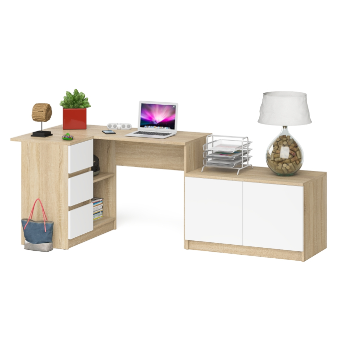 Угловые, Компьютерный угловой стол левое исполнение с широкой тумбой Мори МА-900