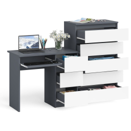 Высокий комод Мори на 700 5 ящиков и компьютерный стол Мори МС-6 тумба справа
