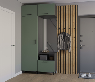 Прихожая Тренд с рейками Диамант серый/Белла Камыш