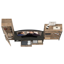 Стенка для гостиной Трувор № 14 с пеналом-витриной с подсветкой