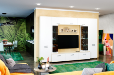 Стенки для гостиной, Модульная гостиная Грейс композиция 6  Ясень Асахи