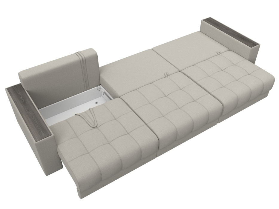 Дизайнерские диваны для гостиной, Диван прямой с декором Лига-049 НПБ Лонг, рогожка Амур