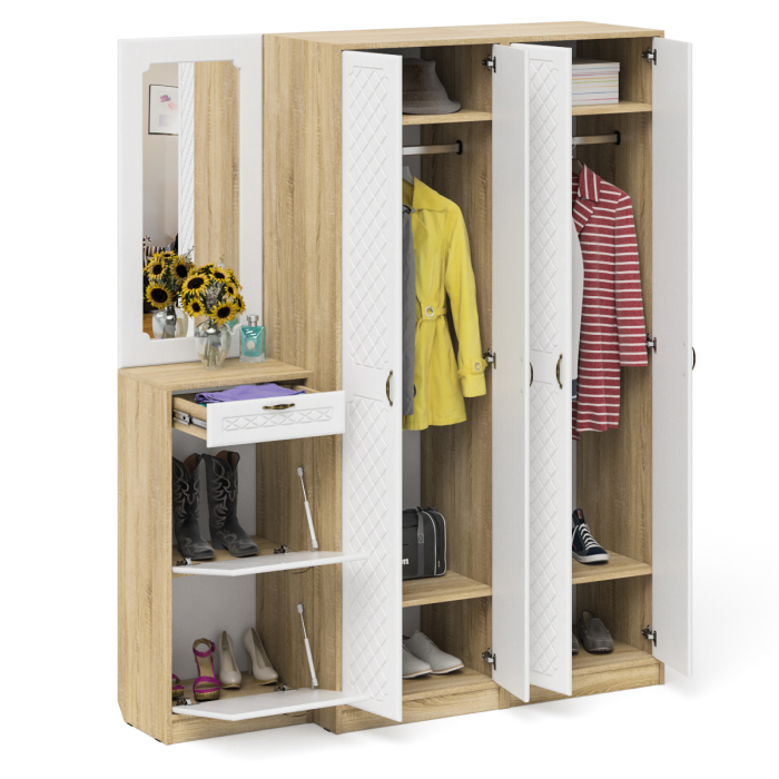 Прихожие, Модульная мебель в прихожую П-6 № 14 МДФ фрезеровка ромб