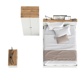 Кровать с ортопедическим основанием Остин и шкаф-комод для одежды с тумбой с дверками