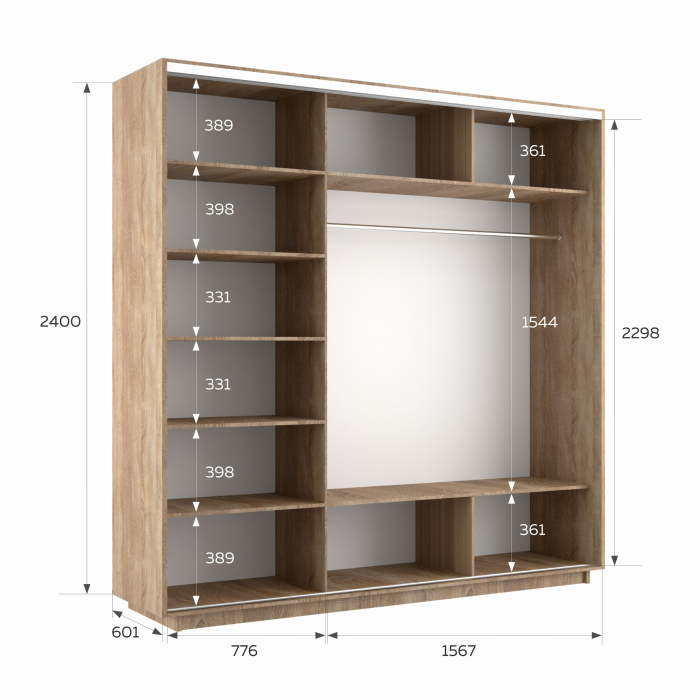 Шкафы-купе 3-х дверные, Шкаф-купе Экспресс 3-х дверный Фотопечать Калейдоскоп Стекла 240х60х240